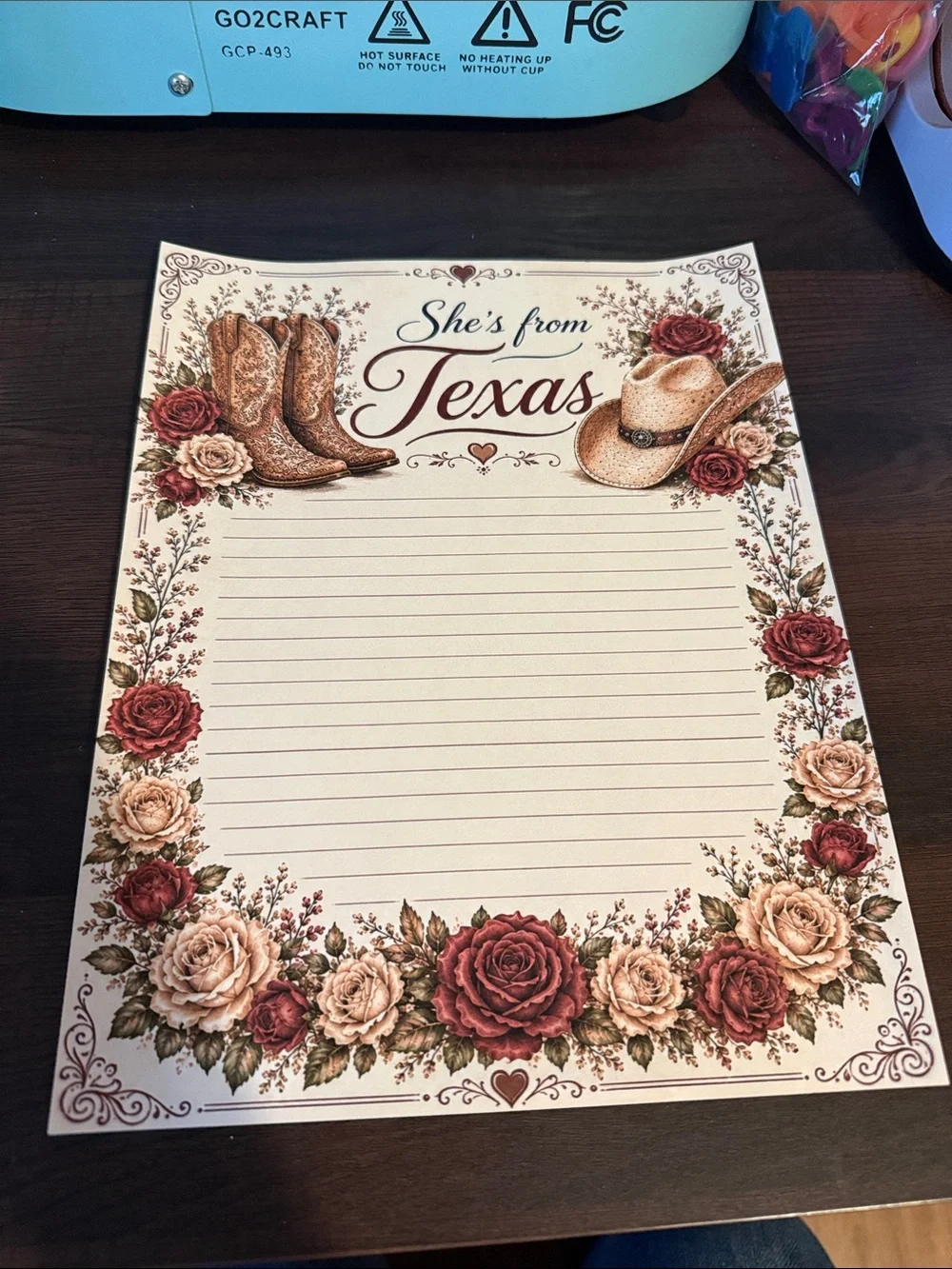 She's from Texas Floral Rodeo Lined Notepad - Cream & Brown